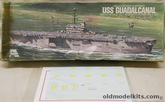 Aurora 1/600 USS Guadalcanal Helicopter Carrier - With Starfighter decals also for USS Iwo Jima / USS Okinawa, 718 plastic model kit